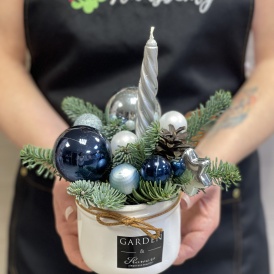 Композиция в керамическом кашпо "Ночь чудес"