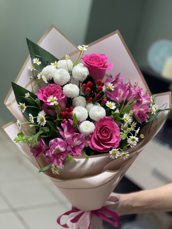 Букет цветов "Яркая фуксия" фото 2