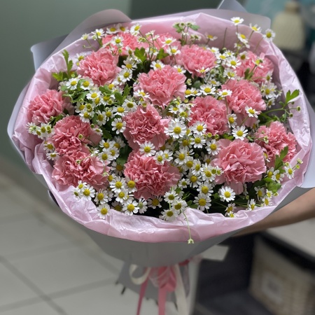 Букет "Ромашки в розово-персиковом облаке" фото 2