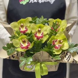 Композиция "Экзотические орхидеи" зеленые