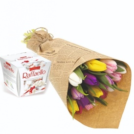Подарочный Набор "Весенний" тюльпаны + Рафаэлло