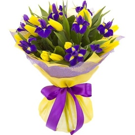 Букет из тюльпанов и ирисов "Радость"
