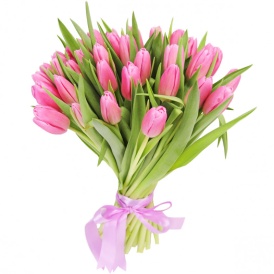 Букет из 35 розовых тюльпанов
