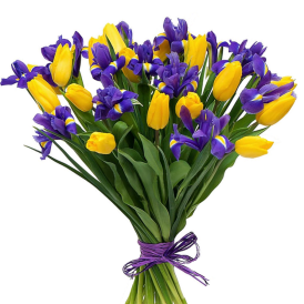 Букет из тюльпанов и ирисов "Солнечный"