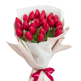 Букет из 25 красных тюльпанов "Любимой"