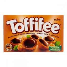 Конфеты Toffifee, орех в мягкой карамели с нугой и шоколадом, 125г