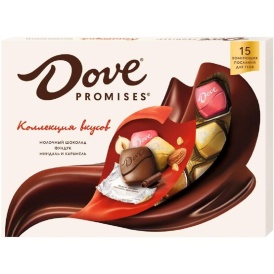 Конфеты Dove молочный шоколад, фундук, миндаль и карамель, 118г