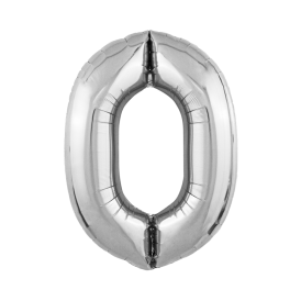 Шар-цифра фольгированный "Цифра 0" серебро Slim, 102см
