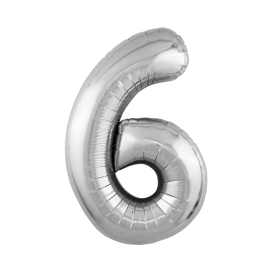 Шар-фигура фольгированный "Цифра 6" серебро Slim, 102см