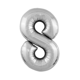 Шар-фигура фольгированный "Цифра 8" серебро Slim, 102см