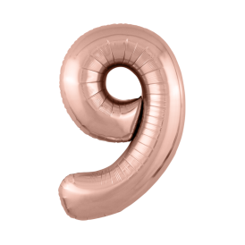 Шар-фигура фольгированный "Цифра 9" розовое золото Slim, 102см