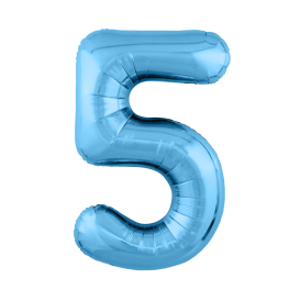 Шар-фигура фольгированный "Цифра 5" голубой Slim, 102см