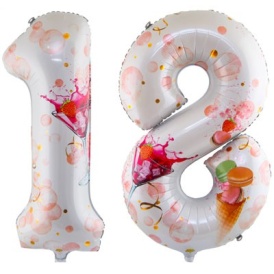 Шар-фигура фольгированный "Цифра 18" Совершеннолетие Macaron, 102см