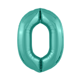 Шар-цифра фольгированный "Цифра 0" бирюза Slim, 102см
