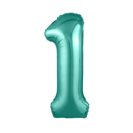 Шар-фигура фольгированный "Цифра 1" бирюза Slim, 102см