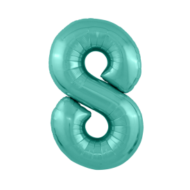 Шар-фигура фольгированный "Цифра 8" бирюза Slim, 102см