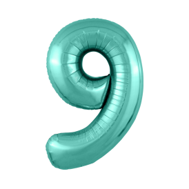 Шар-фигура фольгированный "Цифра 9" бирюза Slim, 102см